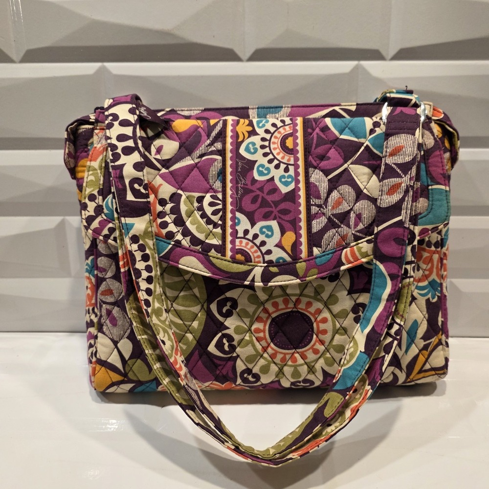 Vera Bradley PLUM CRAZY Hipster Purse Shoulder Crossbody Purple Floral Organizer